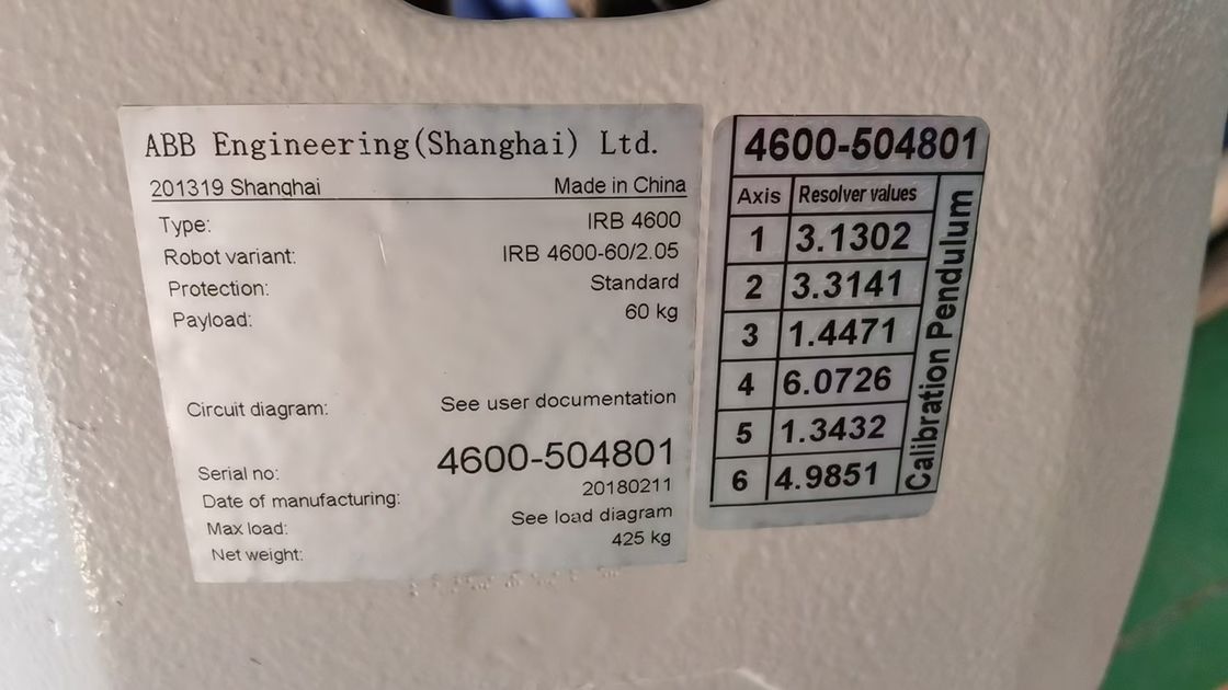 IRB 4600-60/2.05 بازوی رباتیک 6 محوری 60 کیلوگرم بار مفید و 2050 میلی متر برای جمع آوری تولید افزودنی توزیع پایان
